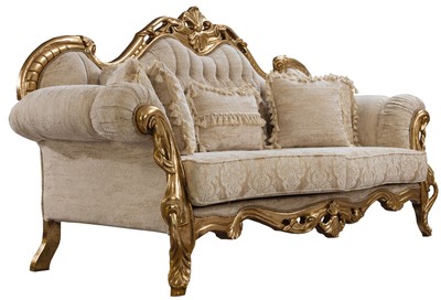 Casa Padrino Luxus Barock Sofa Weiß / Gold 235 cm - Barock Wohnzimmer Möbel