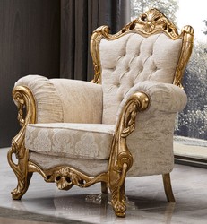 Magnificent luxury baroque living room armchair white gold