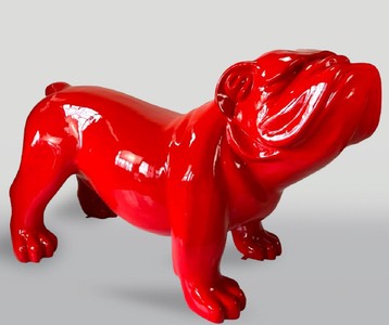 Enorme scultura figura decorazione da giardino XXL cane bulldog rosso