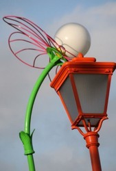 Lanterna da giardino curva Art Nouveau verde viola bianco