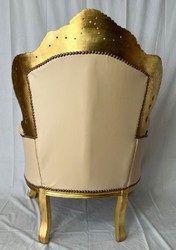 Casa Padrino baroque faux leather armchair beige / gold - Baroque living room furniture