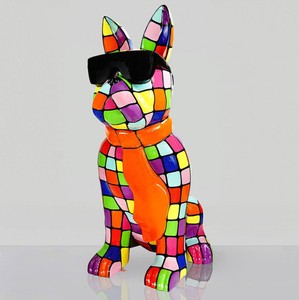 Casa Padrino scultura decorativa XXL cane bulldog colorato / nero A. 196 cm - Figura decorativa da giardino