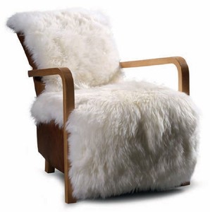 Fauteuil de salon luxe en fausse fourrure blanc noir marron