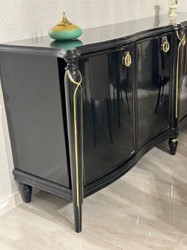 Aparador barroco de lujo con 4 puertas negro oro