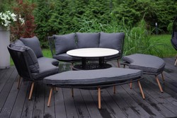 Casa Padrino conjunto de muebles de jardín de lujo gris / natural - 2 Sofás de jardín y 2 Bancos de jardín y 1 Mesa de jardín Casa Padrino conjunto de muebles de jardín de lujo gris / natural - 2 Sofás de jardín y 2 Bancos de jardín y 1 Mesa de jardín