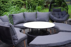 Casa Padrino conjunto de muebles de jardín de lujo gris / natural - 2 Sofás de jardín y 2 Bancos de jardín y 1 Mesa de jardín Casa Padrino conjunto de muebles de jardín de lujo gris / natural - 2 Sofás de jardín y 2 Bancos de jardín y 1 Mesa de jardín