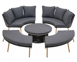 Casa Padrino conjunto de muebles de jardín de lujo gris / natural - 2 Sofás de jardín y 2 Bancos de jardín y 1 Mesa de jardín Casa Padrino conjunto de muebles de jardín de lujo gris / natural - 2 Sofás de jardín y 2 Bancos de jardín y 1 Mesa de jardín
