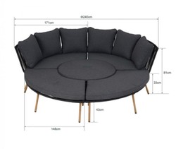 Casa Padrino conjunto de muebles de jardín de lujo gris / natural - 2 Sofás de jardín y 2 Bancos de jardín y 1 Mesa de jardín Casa Padrino conjunto de muebles de jardín de lujo gris / natural - 2 Sofás de jardín y 2 Bancos de jardín y 1 Mesa de jardín