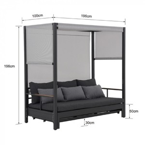 Casa Padrino Luxus Sonnenliege / Gartenliege mit Baldachin Grau H. 196 cm - Strand & Garten Möbel