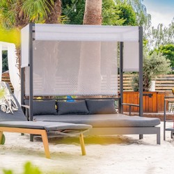 Casa Padrino tumbona de playa / tumbona de jardín de lujo con dosel gris A. 196 cm - Muebles de playa y jardín Casa Padrino tumbona de playa / tumbona de jardín de lujo con dosel gris A. 196 cm - Muebles de playa y jardín