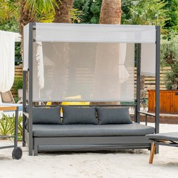 Casa Padrino tumbona de playa / tumbona de jardín de lujo con dosel gris A. 196 cm - Muebles de playa y jardín Casa Padrino tumbona de playa / tumbona de jardín de lujo con dosel gris A. 196 cm - Muebles de playa y jardín