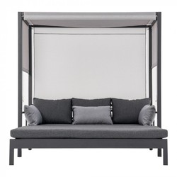Casa Padrino tumbona de playa / tumbona de jardín de lujo con dosel gris A. 196 cm - Muebles de playa y jardín Casa Padrino tumbona de playa / tumbona de jardín de lujo con dosel gris A. 196 cm - Muebles de playa y jardín