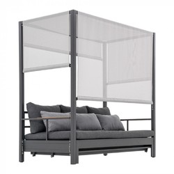 Casa Padrino tumbona de playa / tumbona de jardín de lujo con dosel gris A. 196 cm - Muebles de playa y jardín Casa Padrino tumbona de playa / tumbona de jardín de lujo con dosel gris A. 196 cm - Muebles de playa y jardín