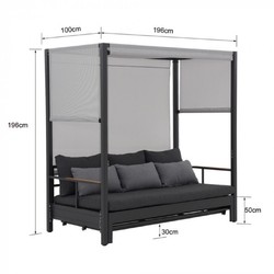 Casa Padrino tumbona de playa / tumbona de jardín de lujo con dosel gris A. 196 cm - Muebles de playa y jardín Casa Padrino tumbona de playa / tumbona de jardín de lujo con dosel gris A. 196 cm - Muebles de playa y jardín