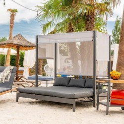 Casa Padrino tumbona de playa / tumbona de jardín de lujo con dosel gris A. 196 cm - Muebles de playa y jardín Casa Padrino tumbona de playa / tumbona de jardín de lujo con dosel gris A. 196 cm - Muebles de playa y jardín
