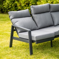 Casa Padrino ensemble de meubles de jardin de luxe gris - 1 Table & 1 Canapé d'Angle & 1 Banc & 1 Tabouret