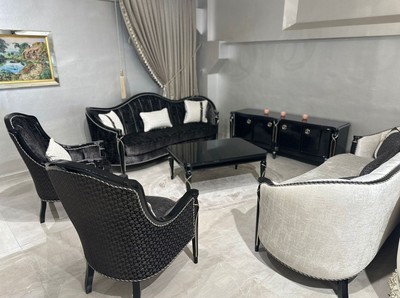 Casa Padrino Luxus Barock Sofa Creme / Schwarz / Gold 245 cm - Barockstil Wohnzimmer Möbel