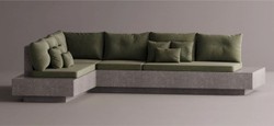Casa Padrino sofá esquinero de lujo verde / gris 335 x 265 cm - Sofá modular de hormigón resistente a la intemperie