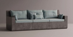 Casa Padrino canapé de luxe bleu clair / anthracite 270 cm - Canapé modulable en béton résistant aux intempéries