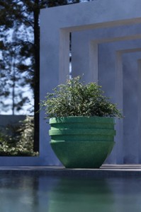 Casa Padrino Luxus Beton Blumentopf Grün Ø 80 x H. 60 cm - Wohnzimmer & Garten Deko Pflanzentopf