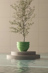 Casa Padrino luxury concrete flowerpot green Ø 80 x H. 60 cm - Living room & garden decorative plant pot