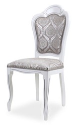 Silla de comedor barroco de lujo con patrón elegante gris blanco