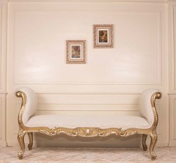 Magnifica panca barocco di lusso bianco oro