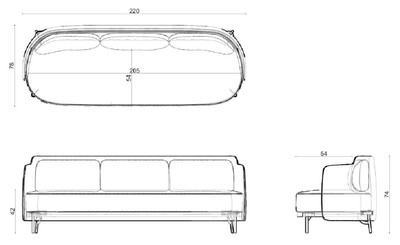 Casa Padrino Luxus 3er Sofa Grau / Bronze 220 cm - Wohnzimmer & Hotel Möbel