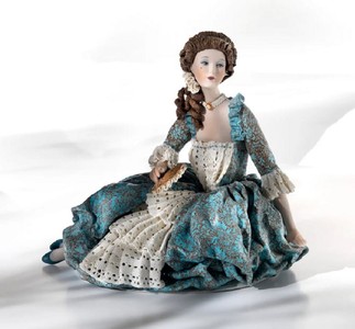 Muñeca decorativa barroco de dama de porcelana hecha a mano y pintada a mano