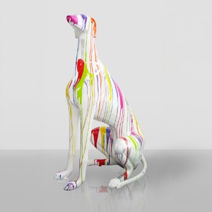 Enorme scultura decorativa XXL levriero bianco colorato Enorme scultura decorativa XXL levriero bianco colorato