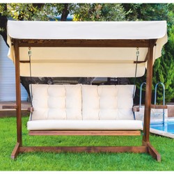 Casa Padrino balançoire Hollywood de luxe beige / marron 220 cm - Balançoire de jardin Casa Padrino balançoire Hollywood de luxe beige / marron 220 cm - Balançoire de jardin
