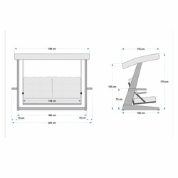 Casa Padrino balançoire Hollywood de luxe beige / marron 220 cm - Balançoire de jardin Casa Padrino balançoire Hollywood de luxe beige / marron 220 cm - Balançoire de jardin