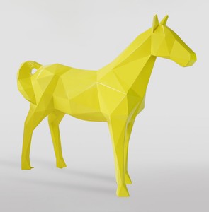 Scultura decorativa da giardino XXL a grandezza naturale cavallo giallo Scultura decorativa da giardino XXL a grandezza naturale cavallo giallo