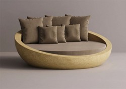 Îlot de couchée de jardin hôtel de luxe en béton marron jaune