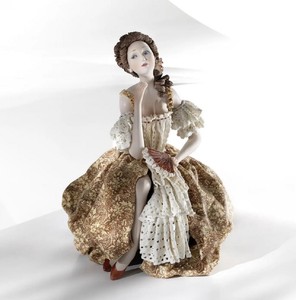 Muñeca decorativa barroco de dama de porcelana hecha a mano y pintada a mano