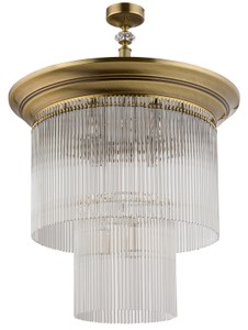 Lampe de couverture rond de luxe en cristal baroque laiton avec patine Lampe de couverture rond de luxe en cristal baroque laiton avec patine