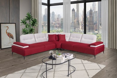 Casa Padrino Luxus Ecksofa Bordeauxrot / Weiß / Grau 310 x 310 cm - Wohnzimmer Sofa