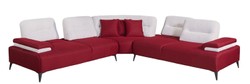 Luxus Wohnzimmer Hotel Sofa Ecksofa Bordeauxrot Weiß Grau