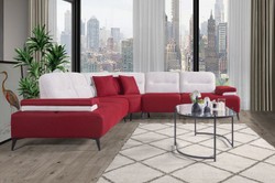 Luxus Wohnzimmer Hotel Sofa Ecksofa Bordeauxrot Weiß Grau
