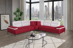 Luxus Wohnzimmer Hotel Sofa Ecksofa Bordeauxrot Weiß Grau
