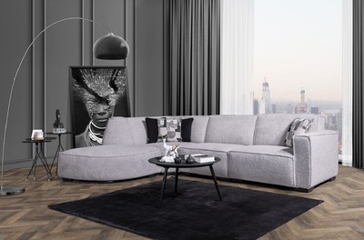Luxus Wohnzimmer Hotel Sofa Ecksofa Grau Schwarz