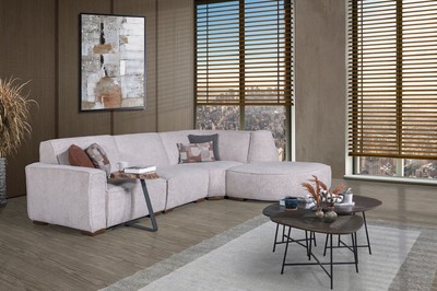 Luxus Wohnzimmer Hotel Sofa Ecksofa Grau Braun