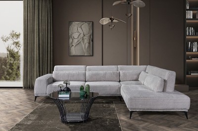 Luxus Wohnzimmer Hotel Sofa Ecksofa Grau Schwarz
