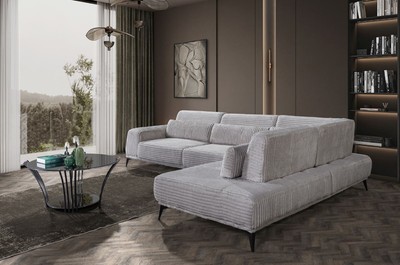 Casa Padrino Luxus Ecksofa mit verstellbaren Rückenlehnen Grau / Schwarz 330 x 240 cm