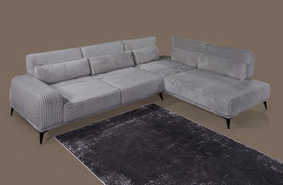Casa Padrino Luxus Ecksofa mit verstellbaren Rückenlehnen Grau / Schwarz 330 x 240 cm