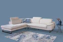 Casa Padrino luxury corner sofa with adjustable backrests cream / silver 305 x 260 cm