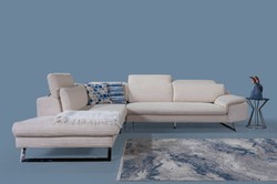 Casa Padrino luxury corner sofa with adjustable backrests cream / silver 305 x 260 cm