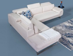 Casa Padrino luxury corner sofa with adjustable backrests cream / silver 305 x 260 cm
