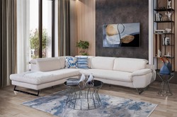 Casa Padrino luxury corner sofa with adjustable backrests cream / silver 305 x 260 cm