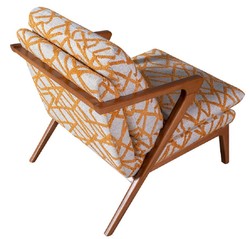 Luxus Wohnzimmer & Hotel Sessel Grau Orange Braun